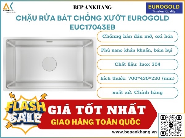 Chậu rửa bát chống xướt Eurogold EUC17043EB